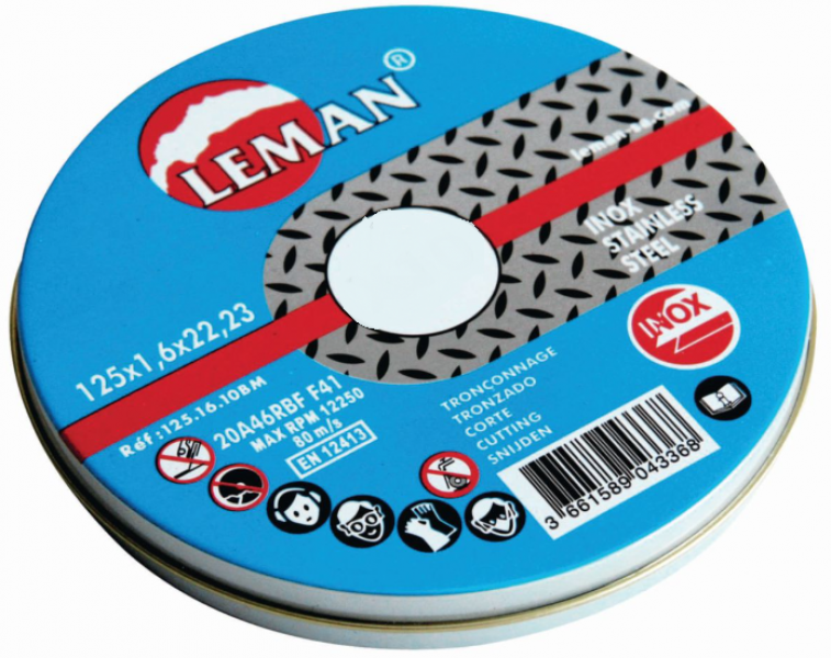 LEMAN 10 DISQUES 125X1,0 INOX EN BOITE METAL