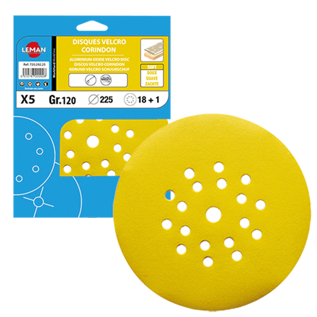 DISQUE VELCRO 18+1 TROUS (PONCEUSE GIRAFE) D.225 GR 120 CORINDON