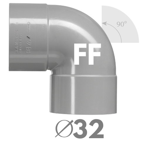 COUDE PVC GRIS FF 90° D32