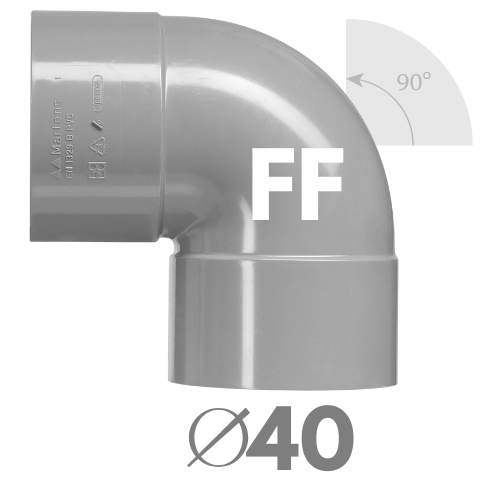 COUDE PVC GRIS FF 90° D40