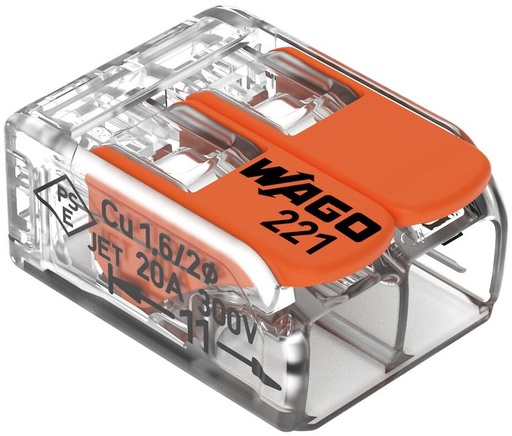 [221-412] Wago Borne de raccordement avec levier Max 2x4MM²