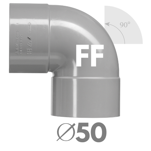 [205284] COUDE PVC GRIS FF 90° D050