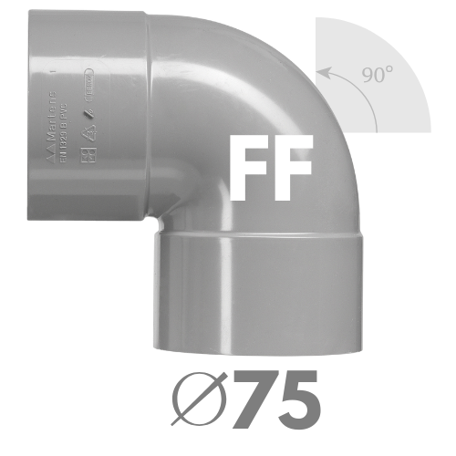 [3102.3758] COUDE PVC GRIS FF 90° D75