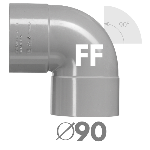 [3102.3908] COUDE PVC GRIS FF 90° D90