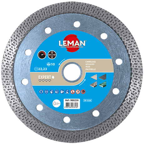 [980125] LEMAN DISQUE DIAMANT JANTE CONTINUE A CROISILLONS GRÈS CÉRAME 125X22,23 HT 10