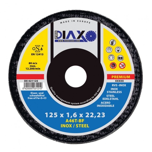 [DX 021125] Disque abrasif INOX Ø 125 x 1,6 mm A46T-BF / Premium Construction